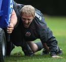 England flanker Lewis Moody puts his back in to a scrum