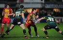 The Dragons' James Leadbetter tries to break through the Saints defence