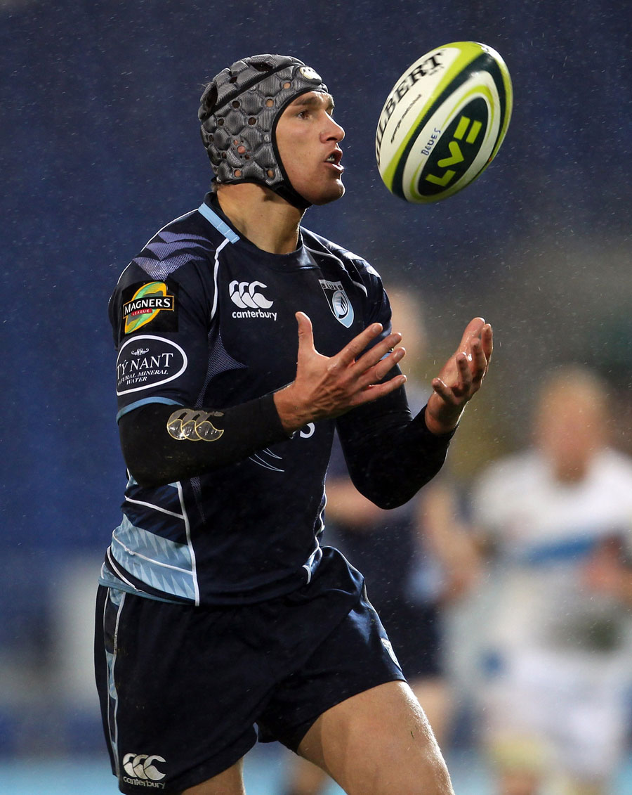 Cardiff's Tom James collects the ball