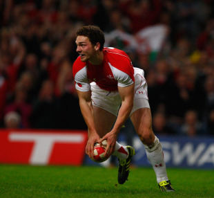 Wales winger George North touches down, Wales v South Africa, Millennium Stadium, Cardiff, Wales, November 13, 2010
