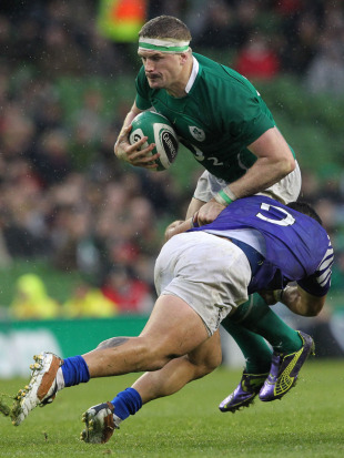 James Heaslip is stopped in his tracks, Ireland v Samoa, Aviva Stadium, Dublin, Ireland, November 13, 2010