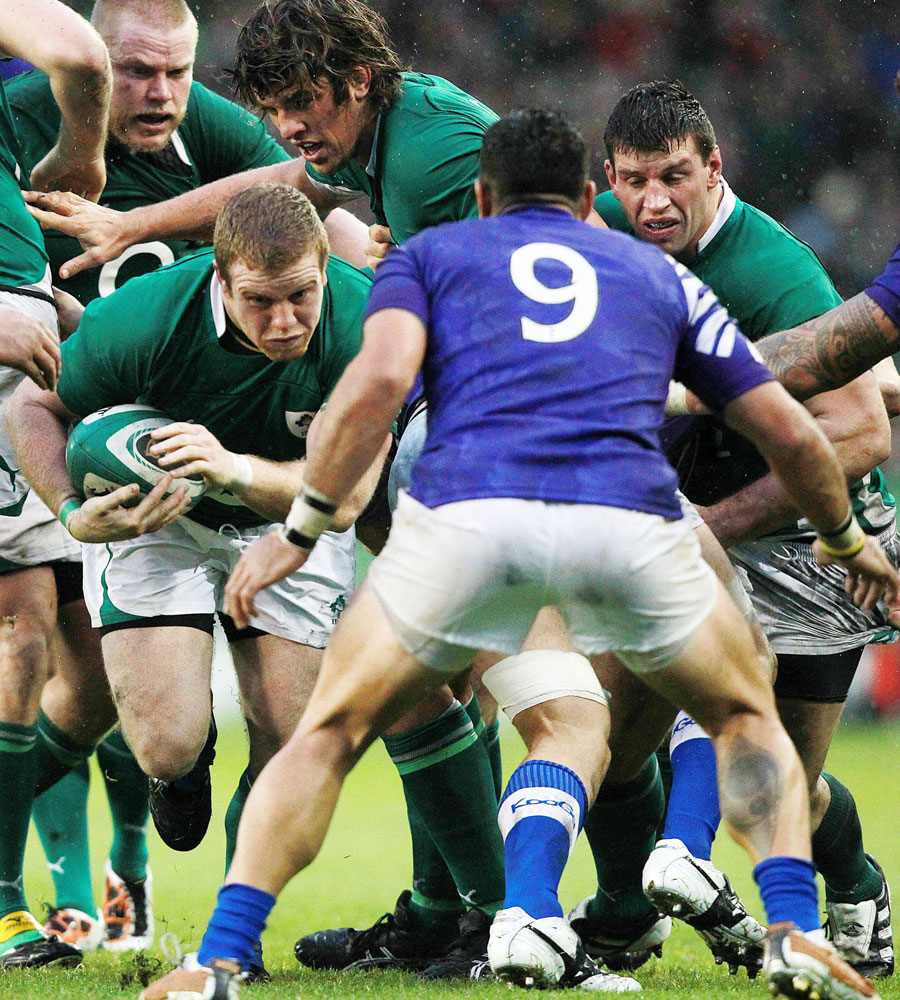 Ireland's Tom Court charges straight through a maul