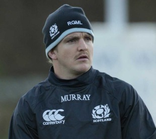 Scotland scrum-half Rory Lawson watches on during training