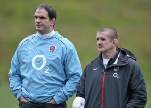 England manager Martin Johnson and assistant coach Graham Rowntree, England training session, Pennyhill Park Hotel, Bagshot, England, November 17, 2010