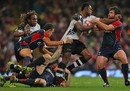 Fiji's Vereniki Goneva takes on the Wales defence