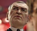 A clay caricature of All Blacks coach Graham Henry