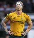 Australia flanker David Pocock watches a penalty attempt