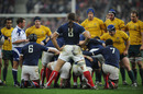 France's Sebastien Chabal waits as the two packs prepare to lock down