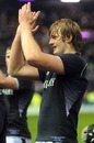 Scotland lock Richie Gray applauds the fans following victory over South Africa