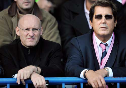 France's Sports Junior Minister Bernard Laporte and Stade Francais' president Max Guazzini