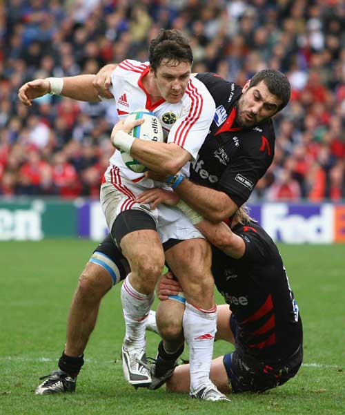 David Wallace of Munster is tackled