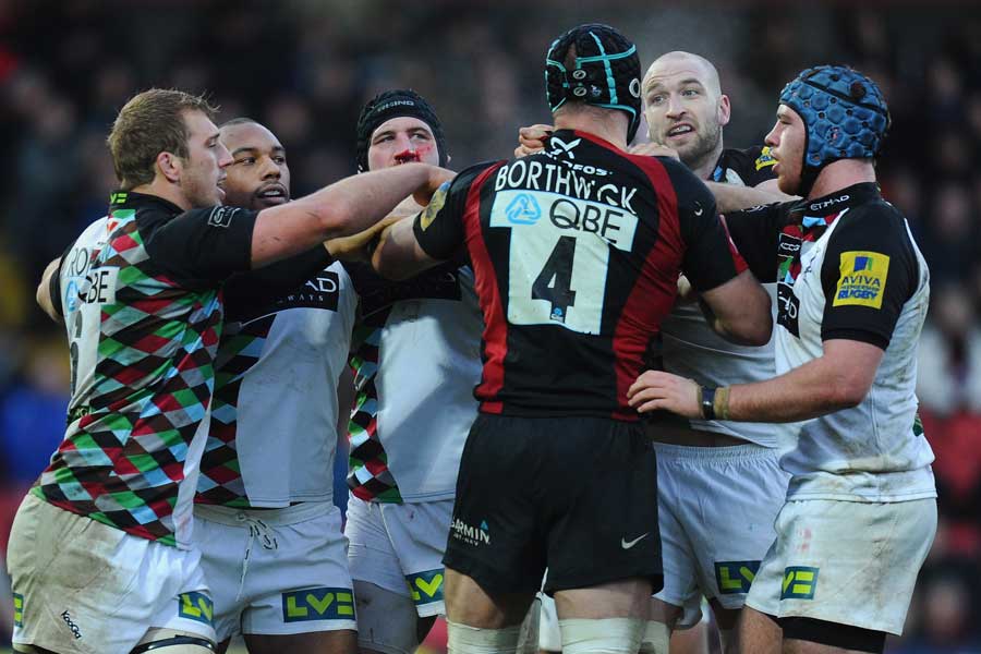 Steve Borthwick fronts up to the Quins pack