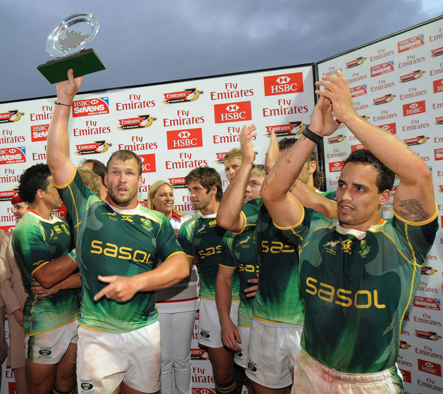 South Africa celebrate claiming the Plate final after beating Argentina