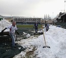 Work continues at the Rec to prepare the pitch ahead of Bath's clash with Ulster