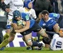 Leinster's Sean O'Brien crashes over for a try