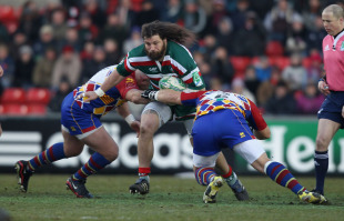Tigers prop Martin Castrogiovanni takes on the Perpignan defence, Leicester Tigers v Perpignan, Heineken Cup, Welford Road, Leicester, England, December 19, 2010