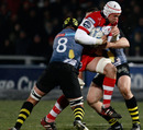 Gloucester's Dave Attwood charges at the La Rochelle defence
