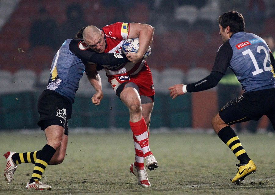 Gloucester centre Mike Tindall tries to break the gain-line