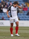Saracens centre Gavin Henson looks dejected as he is replaced