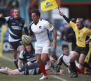 Saracens centre Gavin Henson is called back for a foot in touch