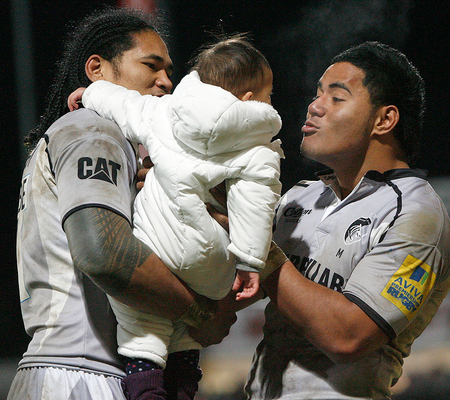 Leicester's Tuilagi brothers Alesana (with daughter, left) and Manu show their softer sides