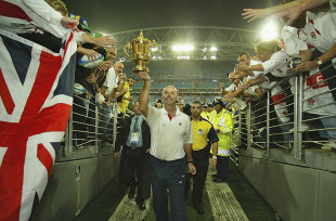 England coach Clive Woodward parades the World Cup, Australia v England, Rugby World Cup Final, Telstra Stadium, Sydney, Australia, November 22, 2003