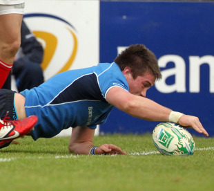 Dominic Ryan touches down for Leinster's opening try, Leinster v Saracens, Heineken Cup, RDS, Dublin, Ireland, January 15, 2011