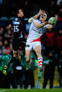 Ulster's Adam D'Arcy competes with Dane Haylett-Petty for a high ball