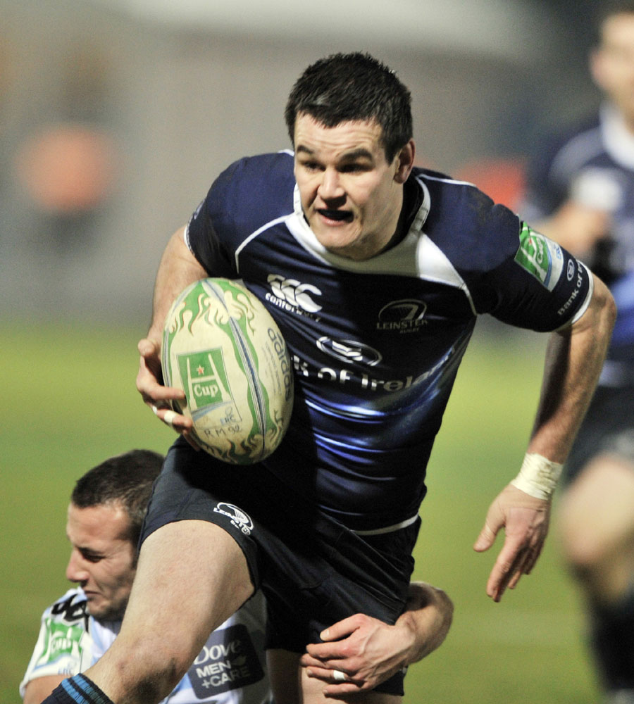 Leinster's Jonathan Sexton attempts to break a tackle against Racing 