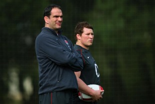 Martin Johnson and Dylan Hartley watch on at England training, Browns sport and leisure club, Vilamoura, Quarteira, Portugal, January 27, 2011