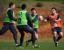 England's backs practise their interplay during training