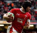 Wales wing Leigh Halfpenny rounds off a try