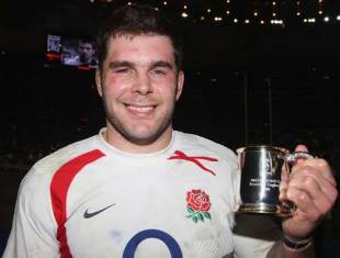 England' Nick Easter poses with the Man of the Match trophy after victory over France, France v England, Six Nations, Stade de France, February 23 2008