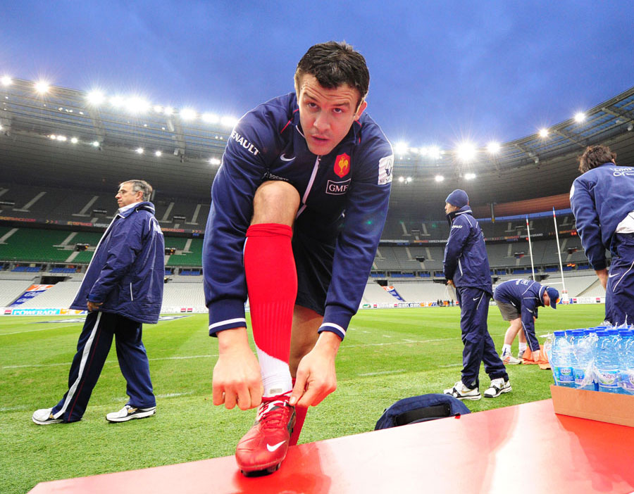 France fullback Damien Traille suits up for training