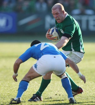 Ireland captain Paul O'Connell carries the ball against Italy, Italy v Ireland, Six Nations Championship, Stadio Flaminio, Rome, Italy, February 5, 2011