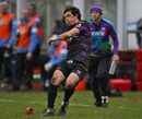 Ospreys fly-half Dai Flanagan kicks a penalty