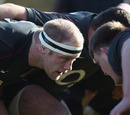 England tight-head Dan Cole packs down during training
