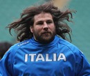 Italy prop Martin Castrogiovanni warms up at Twickenham