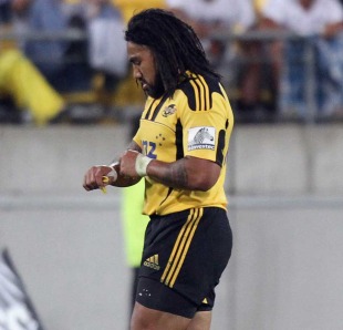 Hurricanes centre Ma'a Nonu leaves the field after being sent off, Hurricanes v Highlanders, Super Rugby, Westpac Stadium, Wellington, New Zealand, February 18, 2011