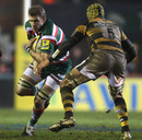 Leicester flanker Tom Croft carries the ball on his return to action