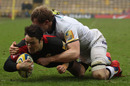 Saracens centre Brad Barritt forces his way over the whitewash