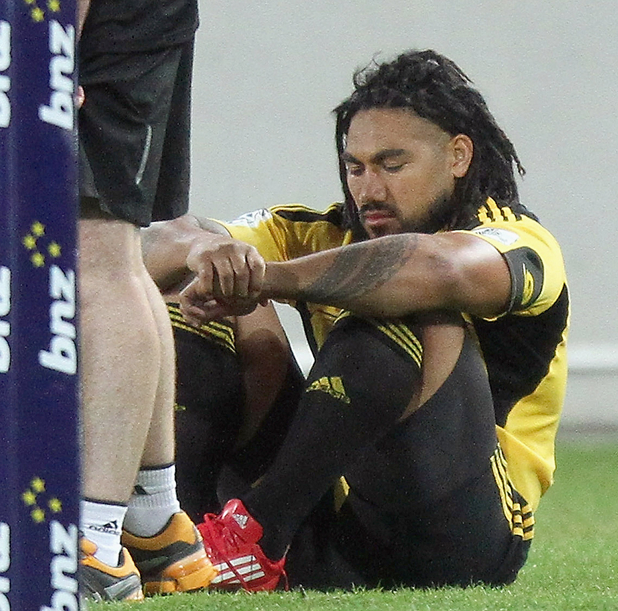Hurricanes centre Ma'a Nonu sits on the sidelines after being sent off