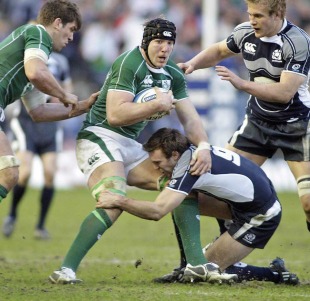 Ireland's Stephen Ferris looks for support, Scotland v Ireland, Six Nations, Murrayfield, Scotland, March 14, 2009