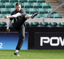 England wing Chris Ashton boots the ball clear during training