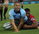 Waratahs winger Drew Mitchell touches down for a try