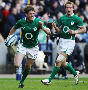 Ireland fly-half Ronan O'Gara races round to score, Scotland v Ireland, Six Nations, Murrayfield, Edinburgh, February 27, 2011