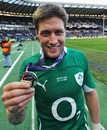 Ireland's Ronan O'Gara celebrates with his Man of the Match medal