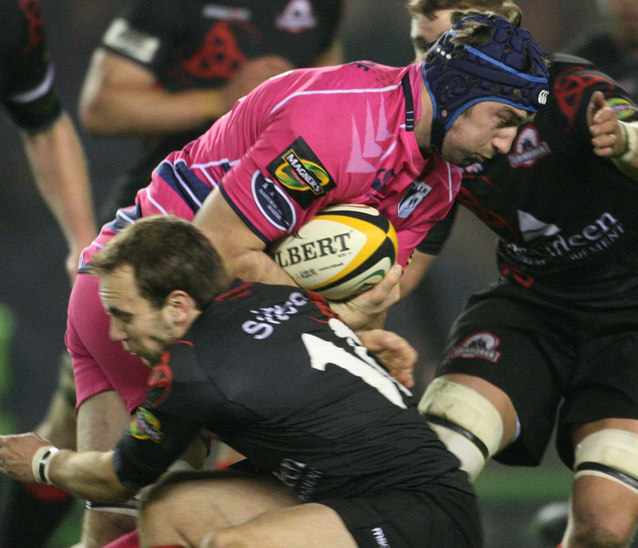 Cardiff Blues' Michael Paterson takes on the Edinburgh defence