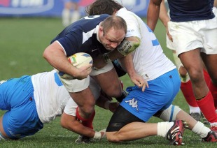 France hooker William Servat breaks a tackle, Italy v France, Six Nations, Stadio Flaminio, Rome, Italy, March 12, 2011