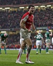 Wales scrum-half Mike Phillips celebrates victory over Ireland